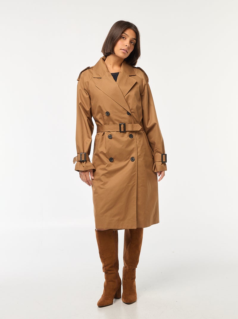 Trench midi ligero Marron - Kiabi