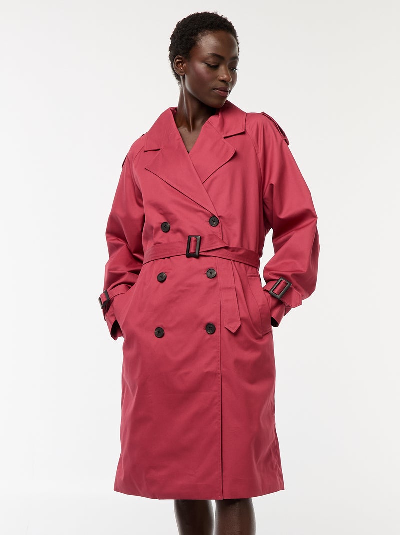 Trench midi ligero Rojo - Kiabi