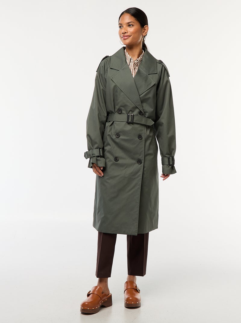 Trench midi ligero Verde - Kiabi