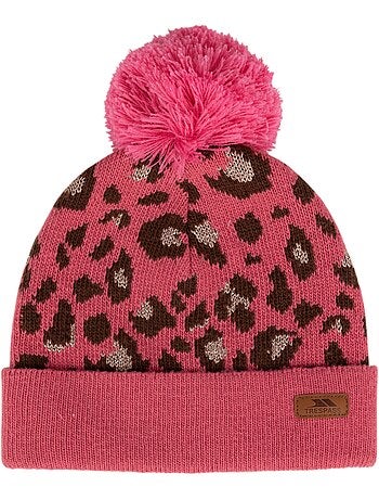 Trespass - Gorro Beanie Kaylani Diseño Estampado de Leopardo de Punto Niñas