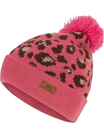 Trespass - Gorro Beanie Kaylani Diseño Estampado de Leopardo de Punto Niñas