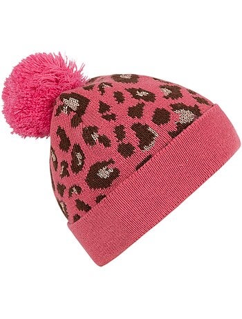 Trespass - Gorro Beanie Kaylani Diseño Estampado de Leopardo de Punto Niñas