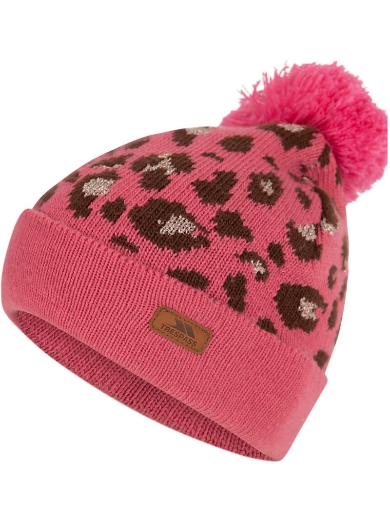 Trespass - Gorro Beanie Kaylani Diseño Estampado de Leopardo de Punto Niñas Rosa - Kiabi