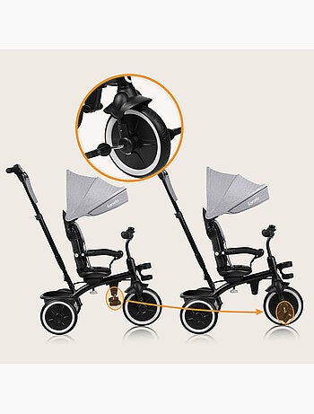Cochecito y triciclo de bebé lionelo haari - hasta 25 kg - asiento reversible - cesta y bolso inclui