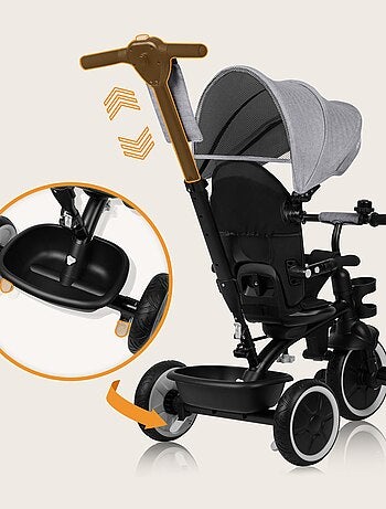 Cochecito y triciclo de bebé lionelo haari - hasta 25 kg - asiento reversible - cesta y bolso inclui