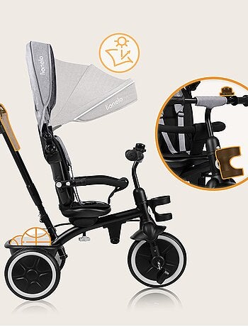Cochecito y triciclo de bebé lionelo haari - hasta 25 kg - asiento reversible - cesta y bolso inclui