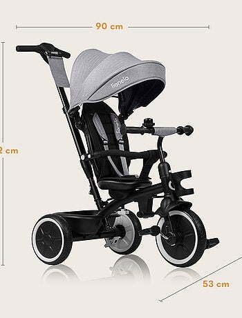 Cochecito y triciclo de bebé lionelo haari - hasta 25 kg - asiento reversible - cesta y bolso inclui