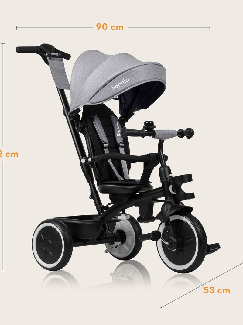 Triciclo convertible 2 en 1 LIONELO Berry - Cochecito/Bicicleta - A partir de 9 meses - Timbre y por Gris - Kiabi