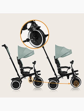 Cochecito y triciclo de bebé lionelo haari - hasta 25 kg - asiento reversible - cesta y bolso inclui