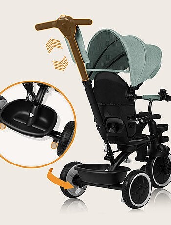 Cochecito y triciclo de bebé lionelo haari - hasta 25 kg - asiento reversible - cesta y bolso inclui