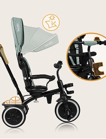 Cochecito y triciclo de bebé lionelo haari - hasta 25 kg - asiento reversible - cesta y bolso inclui