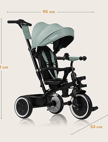 Cochecito y triciclo de bebé lionelo haari - hasta 25 kg - asiento reversible - cesta y bolso inclui
