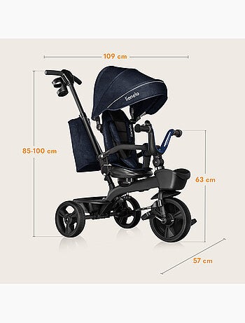 Triciclo convertible LIONELO Kori - Asiento reversible y ajustable - Hasta 25 kg - Cesta incluida