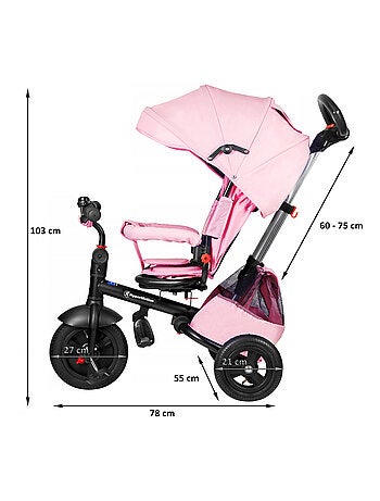 Triciclo evolutivo 3 en 1 HyperMotion bebé 1-5 años con capota ruedas infladas empuje