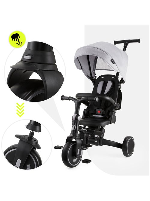Triciclo evolutivo 8 en 1 para bebé con capota, empuje, asiento giratorio y ruedas EVA 1-5 años - Kiabi Triciclo evolutivo 8 en 1 para bebé con capota, empuje, asiento giratorio y ruedas EVA 1-5 años - Kiabi