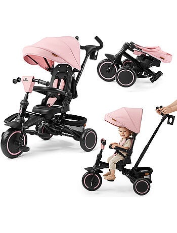 Triciclo evolutivo bebé hypermotion tobi timber 2 en 1 plegable con capota y empujador