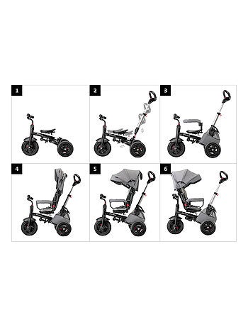 Triciclo evolutivo HyperMotion para niños de 12 meses a 5 años con capota, empujador y accesorios y