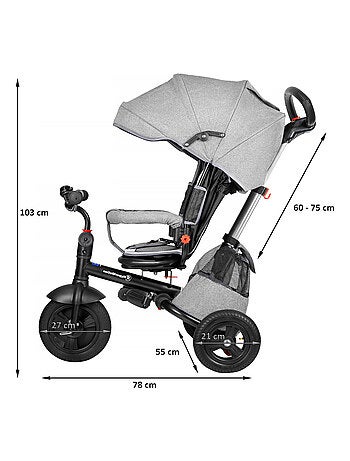 Triciclo evolutivo HyperMotion para niños de 12 meses a 5 años con capota, empujador y accesorios y