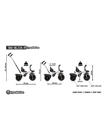 Triciclo evolutivo VECTOR 3 ruedas ultraligero 1-4 años con empuje, ruedas infladas y cesta infantil