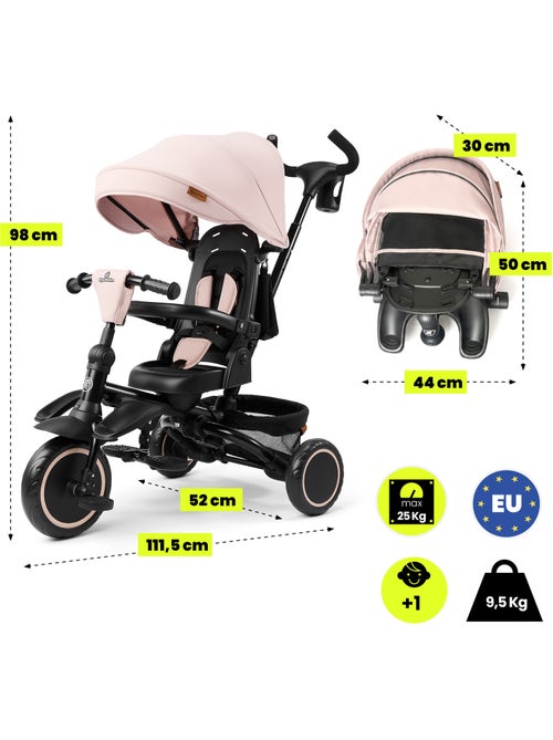 Triciclo infantil evolutivo HyperMotion TOBI TIMBER 3 en 1 - Plegable con capota y empujador - Kiabi Triciclo infantil evolutivo HyperMotion TOBI TIMBER 3 en 1 - Plegable con capota y empujador - Kiabi