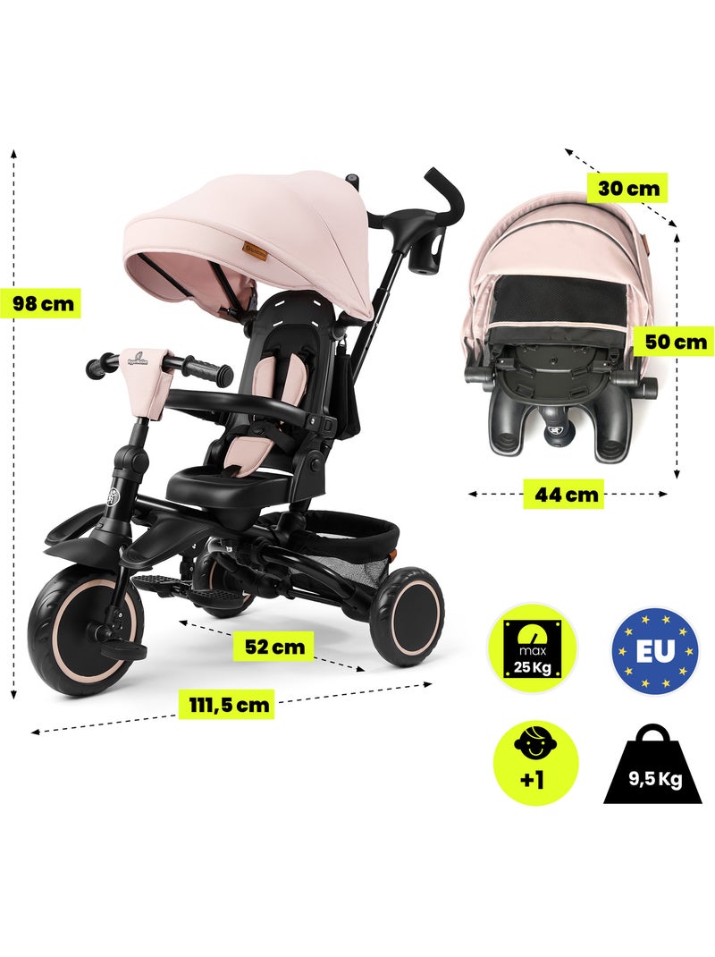 Triciclo infantil evolutivo HyperMotion TOBI TIMBER 3 en 1 - Plegable con capota y empujador Beige - Kiabi