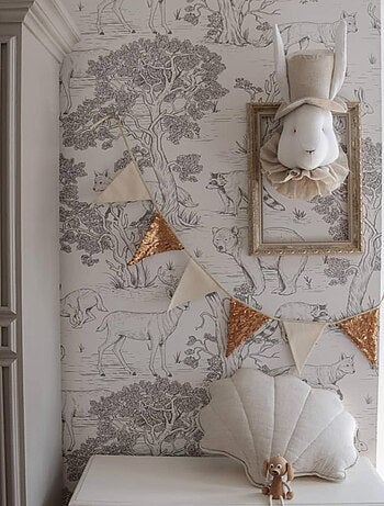 Trofeo de pared para niños en lino, señor conejo - SEVIRA KIDS