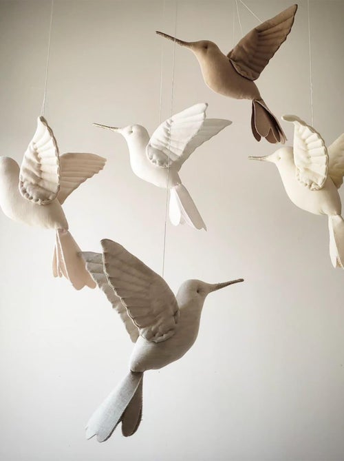 Trofeo mural para niños, colibrí en lino beige | SEVIRA KIDS - Kiabi