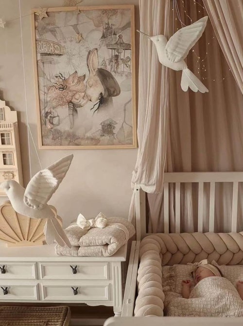 Trofeo mural para niños, colibrí en lino beige | SEVIRA KIDS - Kiabi