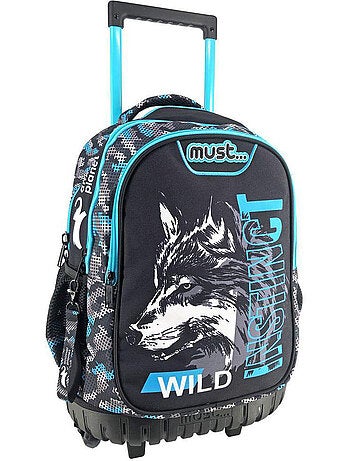 Trolley escolar base de plástico moldeado lobo animal planet 45 cm