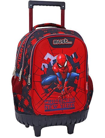 Trolley escolar spiderman 3 compartimentos con base plástico rígida 45 cm