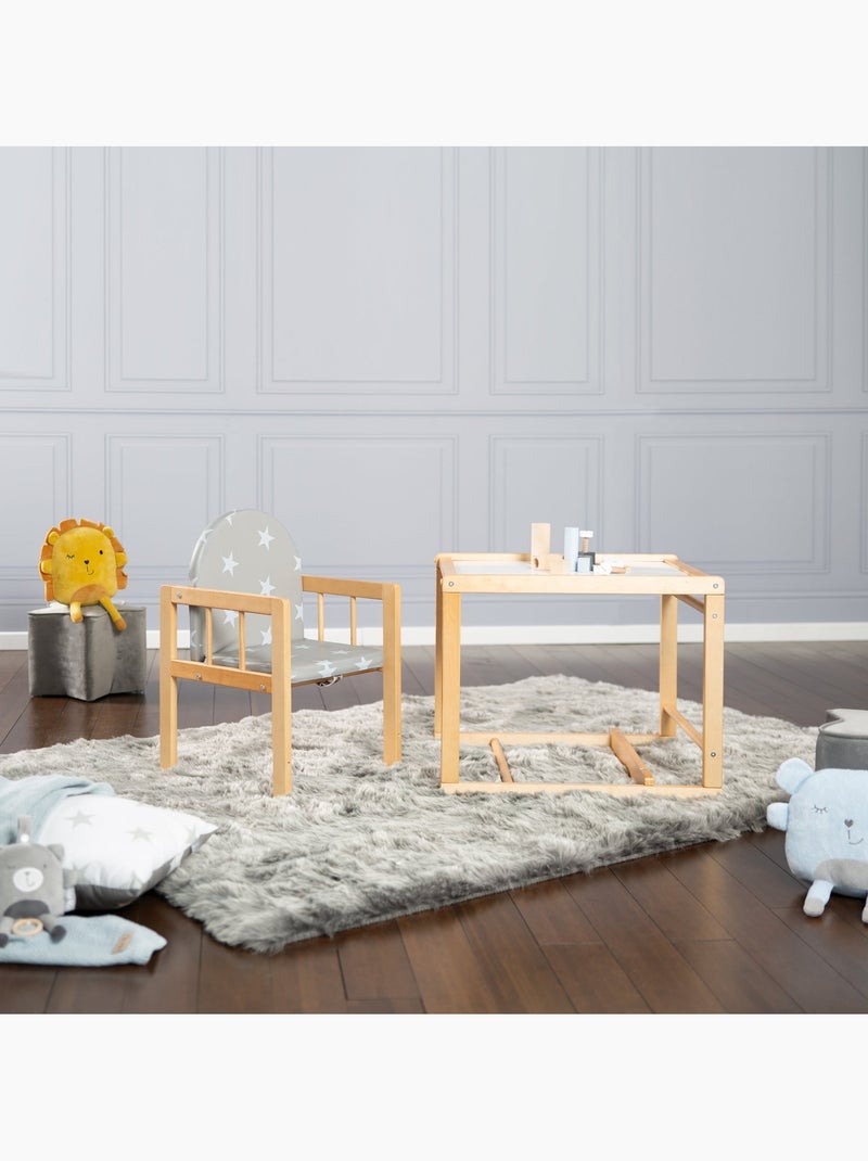Trona combinada con bandeja y cojín impermeable 'Roba Little Stars' Madera natural - Kiabi