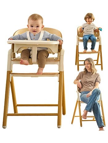 Trona de madera 3 en 1 LIONELO Celia - Hasta 90 kg - Ajuste con una mano - Adaptable