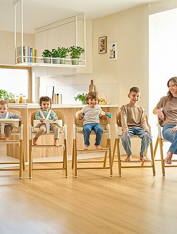 Trona de madera 3 en 1 LIONELO Celia - Hasta 90 kg - Ajuste con una mano - Adaptable