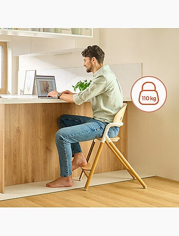 Trona de madera 3 en 1 LIONELO Celia - Hasta 90 kg - Ajuste con una mano - Adaptable