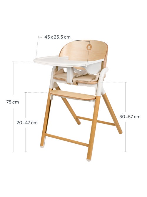 Trona de madera 3 en 1 LIONELO Celia - Hasta 90 kg - Ajuste con una mano - Adaptable - Kiabi