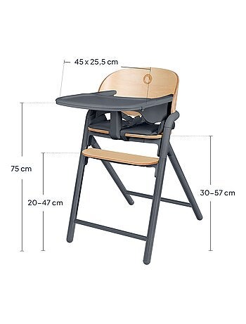 Trona de madera 3 en 1 LIONELO Celia - Hasta 90 kg - Ajuste con una mano - Adaptable