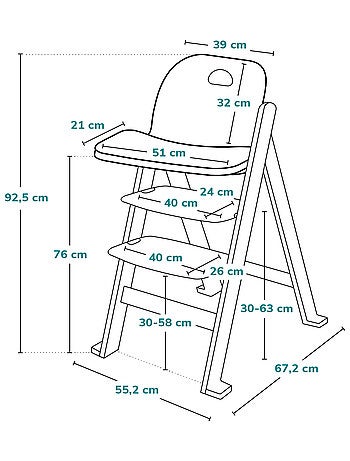 Trona de madera 3 en 1 LIONELO Floris - Cojines - Ajustable - Arnés de 5 puntos - Hasta 40 kg