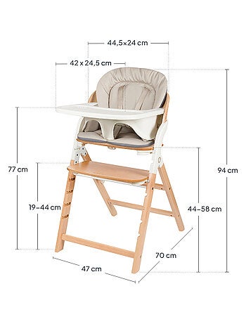Trona de madera 3 en 1 Megan de LIONELO - Hasta 110 kg - Ajustable - Bandeja extraíble