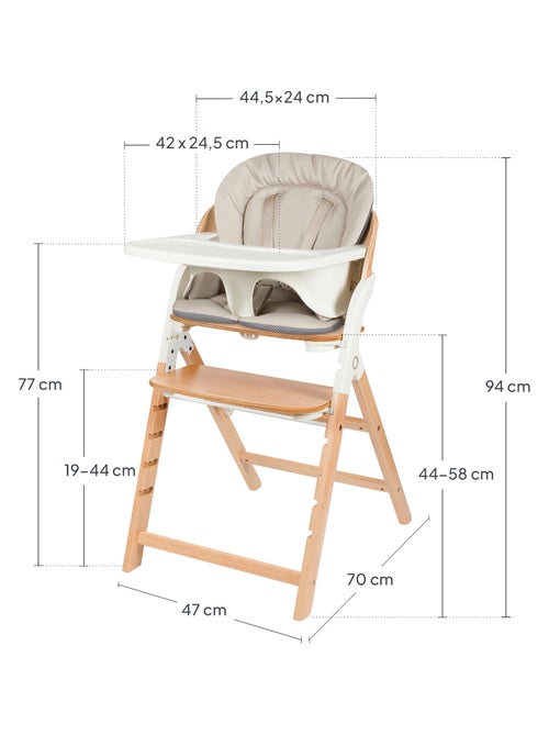 Trona de madera 3 en 1 Megan de LIONELO - Hasta 110 kg - Ajustable - Bandeja extraíble - Kiabi