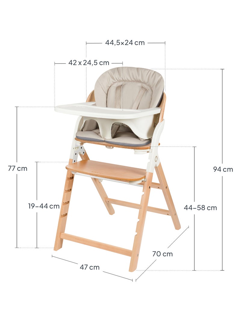 Trona de madera 3 en 1 Megan de LIONELO - Hasta 110 kg - Ajustable - Bandeja extraíble Blanco/Madera - Kiabi