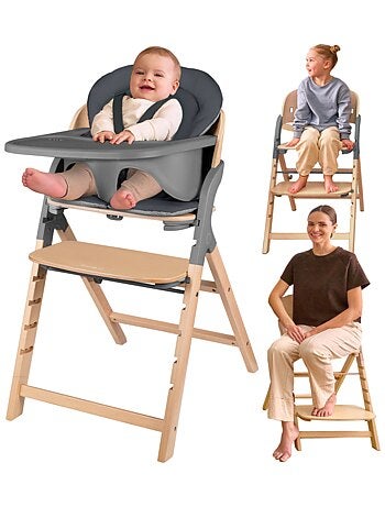 Trona de madera 3 en 1 Megan de LIONELO - Hasta 110 kg - Ajustable - Bandeja extraíble
