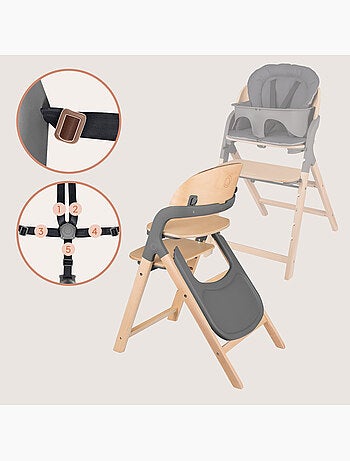 Trona de madera 3 en 1 Megan de LIONELO - Hasta 110 kg - Ajustable - Bandeja extraíble