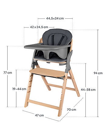 Trona de madera 3 en 1 Megan de LIONELO - Hasta 110 kg - Ajustable - Bandeja extraíble