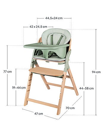 Trona de madera 3 en 1 Megan de LIONELO - Hasta 110 kg - Ajustable - Bandeja extraíble