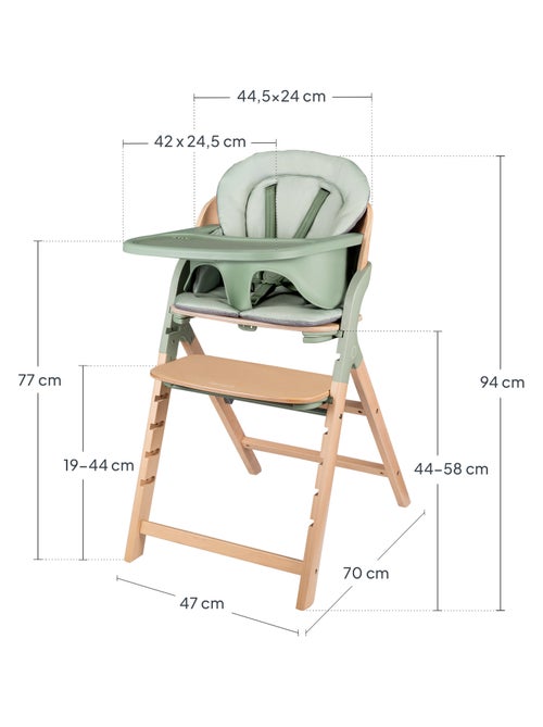 Trona de madera 3 en 1 Megan de LIONELO - Hasta 110 kg - Ajustable - Bandeja extraíble - Kiabi