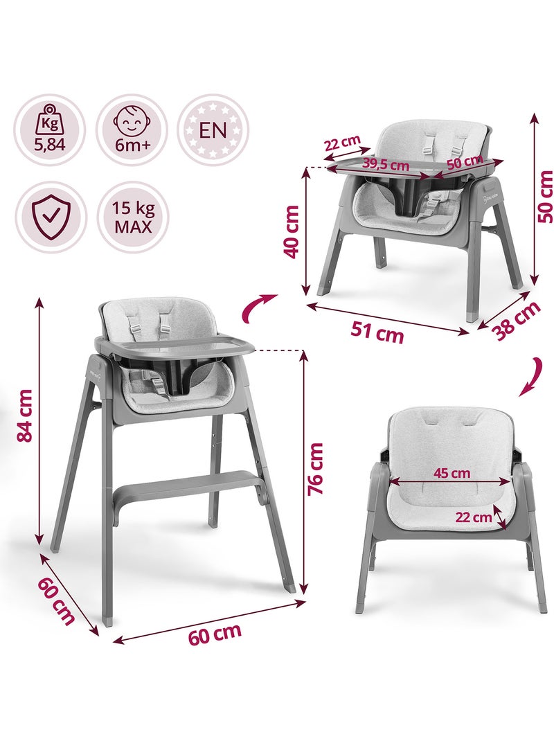 Trona evolutiva 3 en 1 moby-system noxi desde los 6 meses Gris - Kiabi