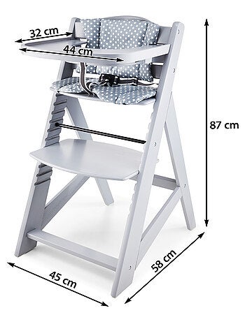 Trona evolutiva de madera con bandeja Mamabrum