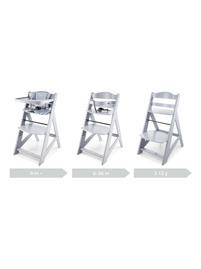 Trona evolutiva de madera con bandeja Mamabrum Gris - Kiabi
