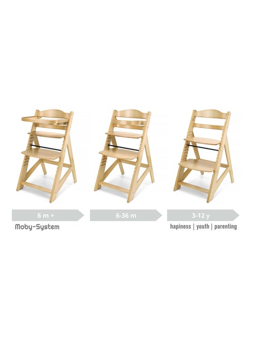 Trona evolutiva de madera Woody para bebé +6 meses con bandeja y arnés 3 puntos - Kiabi Trona evolutiva de madera Woody para bebé +6 meses con bandeja y arnés 3 puntos - Kiabi