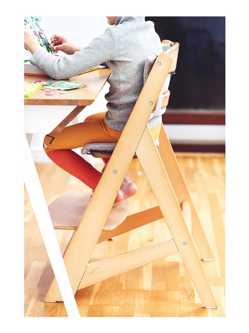 Trona evolutiva de madera Woody para bebé +6 meses con bandeja y arnés 3 puntos Beige claro - Kiabi